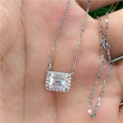 New Fashion Luxury Wedding Necklace with Square Cubic Zirconia Simple and Elegant Neck Accessories for Women New Jewelry