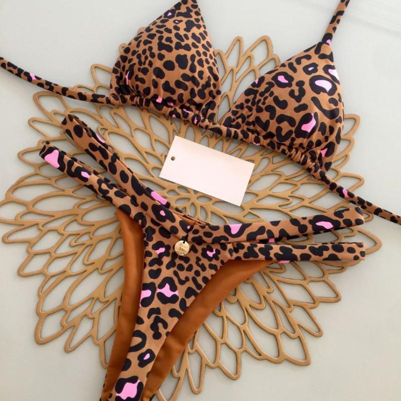 Neuer Bikini Damen Badeanzug Strandurlaub Bademode Leopardenmuster Sexy Bikini Set Strandbekleidung Badeanzug String Badeanzug Biquinis
