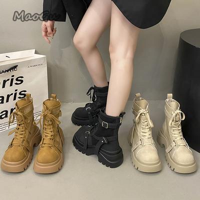 Mode 2025 Nieuwe Herfst Dames Platform Korte Laarzen Hoogte Verhogende Enkellaarzen voor Dames Maat 35-40 Antislip Comfortabele Botines
