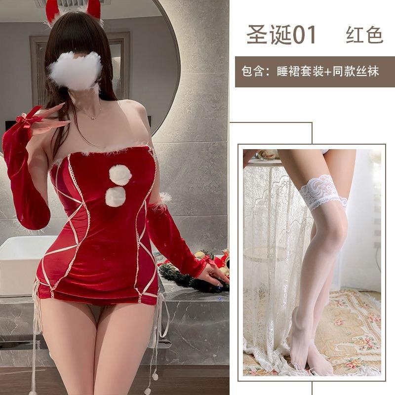 Sexy Lingerie Christmas Hip Tight Uniform Sweetheart Pure Desire Sexy Tube Top Velvet New Suit