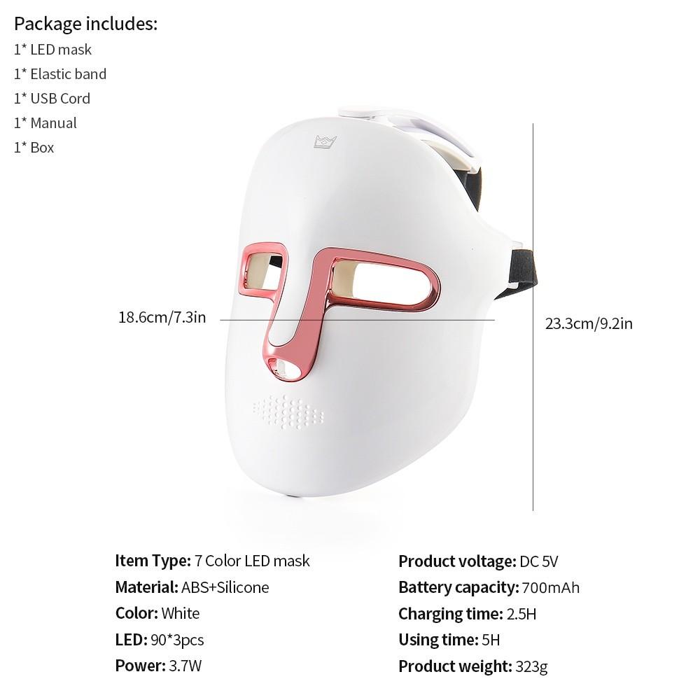 7 Colors Rejuvenation Anti-Wrinkle Lifting Moisturizing Skin Beauty Device Photon Therapy Led Facial Mask Light