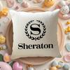 Fashion S-Sheratons Hotels Cushion Cover Natural Linen Organic Fabric Double-Sided Printing Sofa Home Decor Gift Pillow Cover