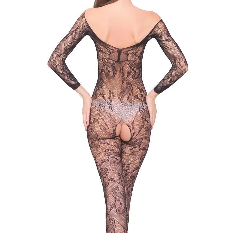 Sex Underwear Premium Jacquard Dragon Pattern Long Sleeve Hollow One-piece Mesh Perspective Sexy Mesh