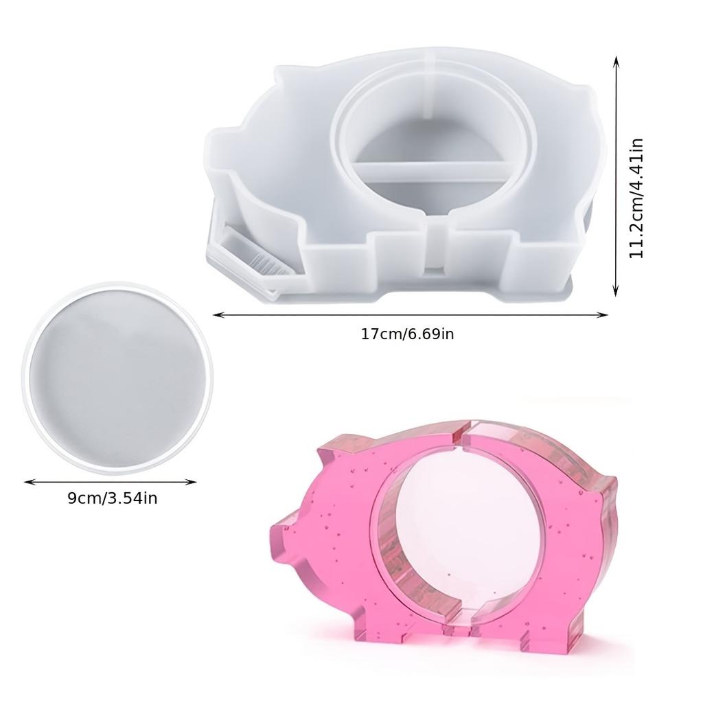1Pcs Piggy Bank Resin Mold Storage Elephant Hippopotamus Pig Silicone Mold Coin Clip Mold Resin Jewelry Box Epoxy Resin Mold