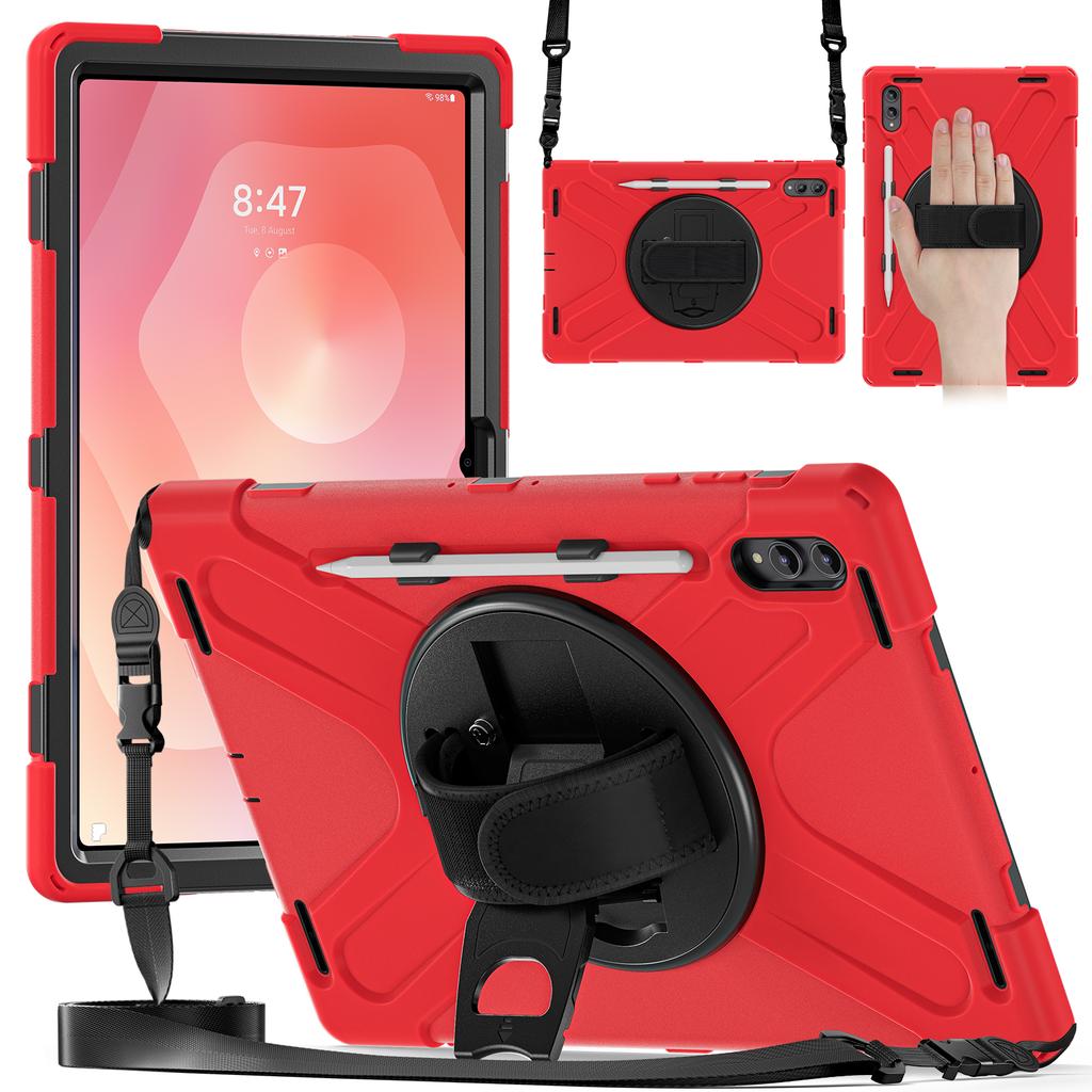 Heavy Duty Case for Samsung Galaxy Tab S11 Ultra 2025 14.6" SM-X930 SM-X936 360 Rotating Stand Rugged Cover with Shoulder Strap
