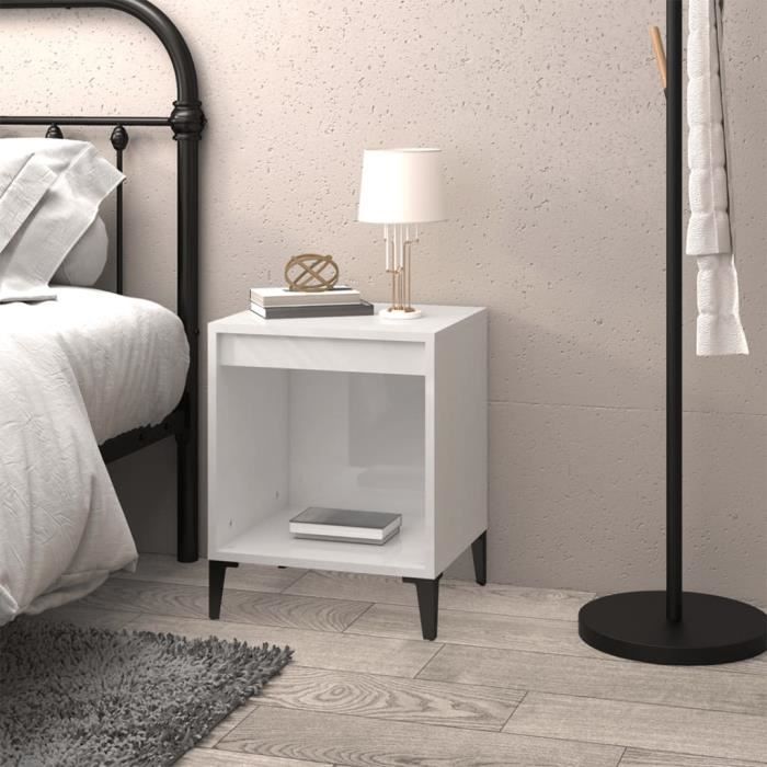 821878 vidaXL Bedside Table High Gloss White 40x35x50 Cm