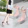 Sandals Woman Summer 2025 Platform Buckle Strap PVC Transparent 14CM Thin Heels Mature Party Prom Zapatos Mujer