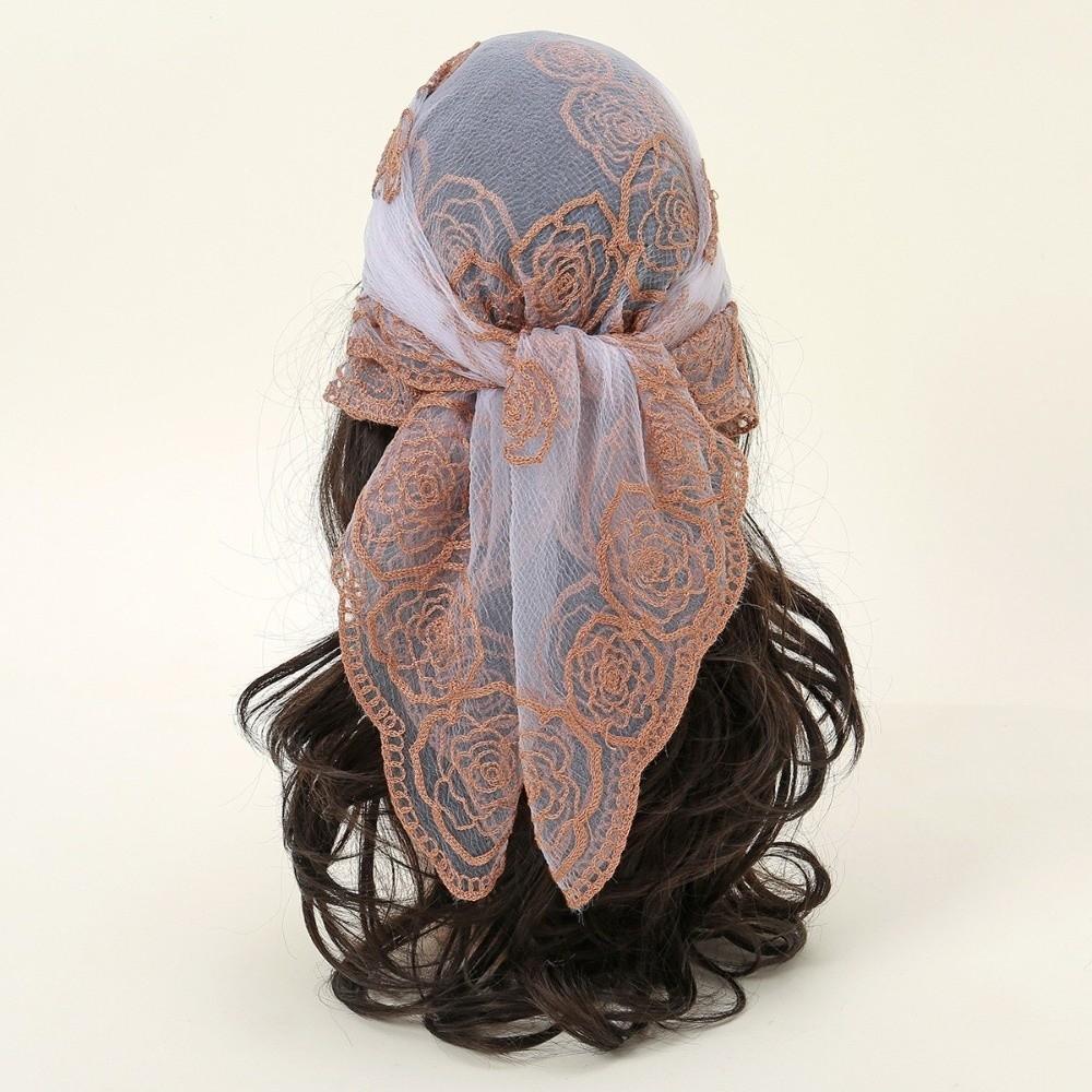 Floral Embroidery Lace Scarf Lightweight Sunscreen Shawls Fashion Headscarf Summer