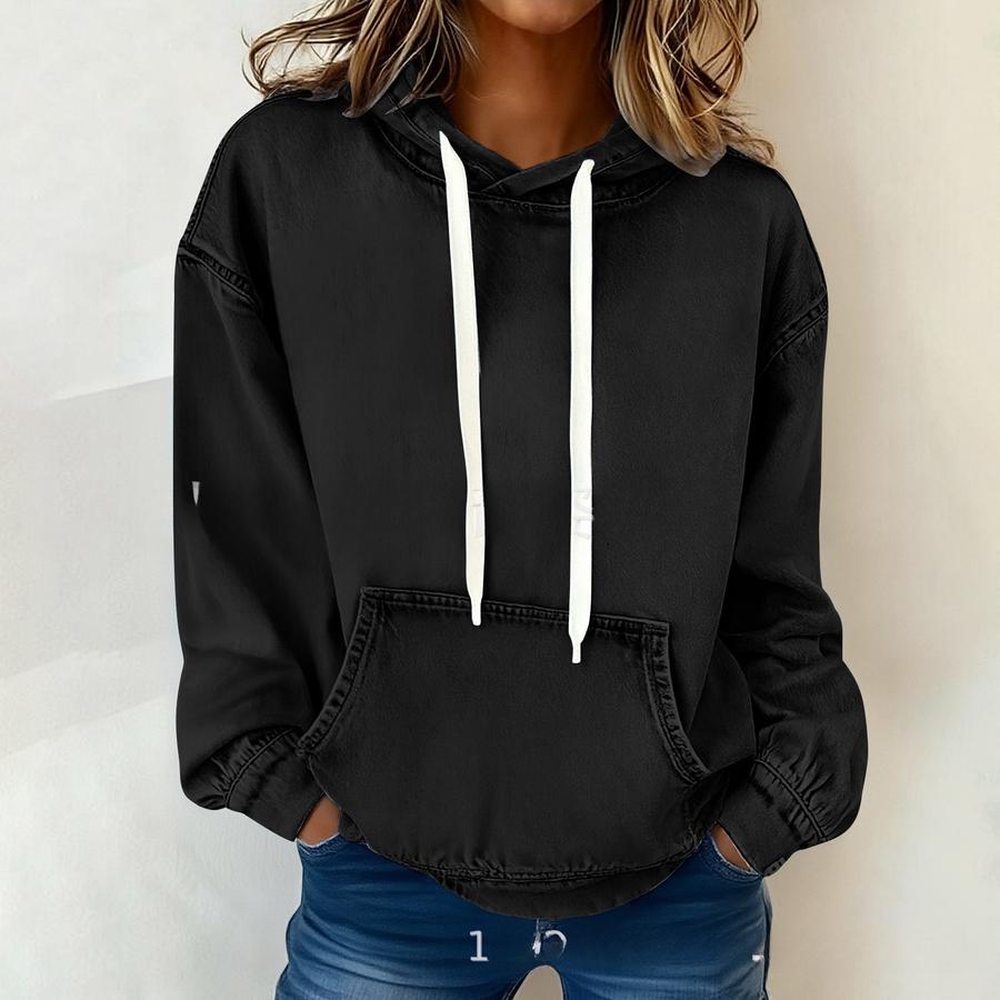 Overcoat Loose Comfortable Casual Denim Long Sleeve Hoodie Women