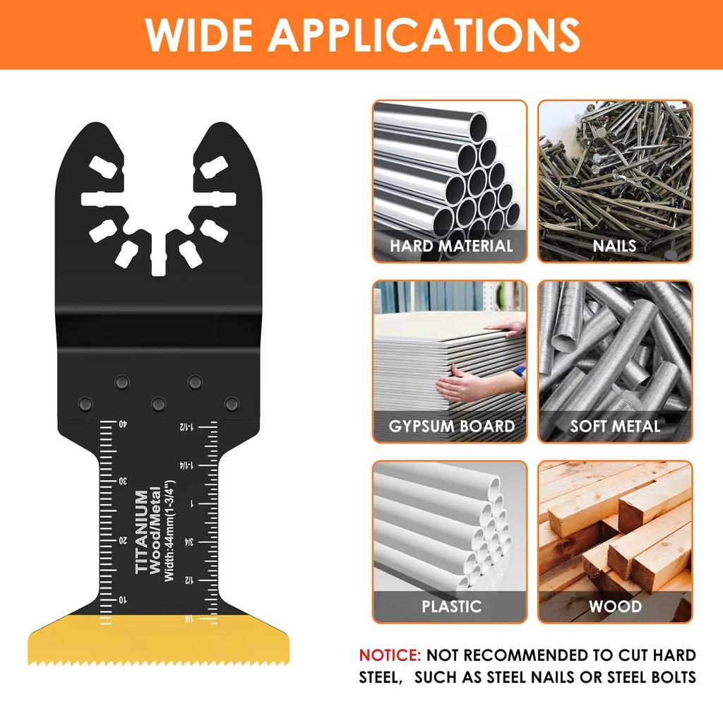 3/6PCS Titanium Oscillating Saw Blades Kit, Plunge Cutting Multitool Blades for Metal Wood Nails Screws, Flush Cut Universal