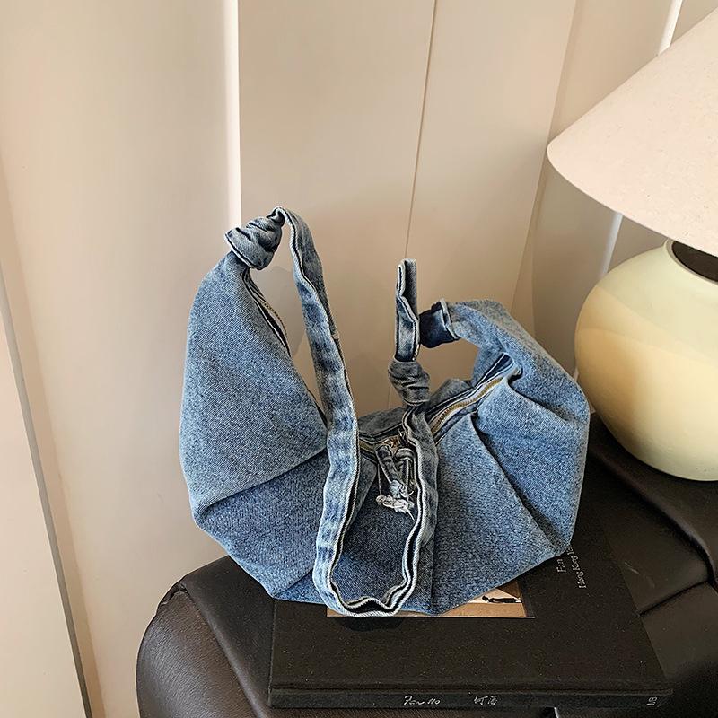 

Нишевый дизайн джинсовая сумка женская новая повседневная универсальная сумка-мессенджер модная на плечо сумка-круассан синий