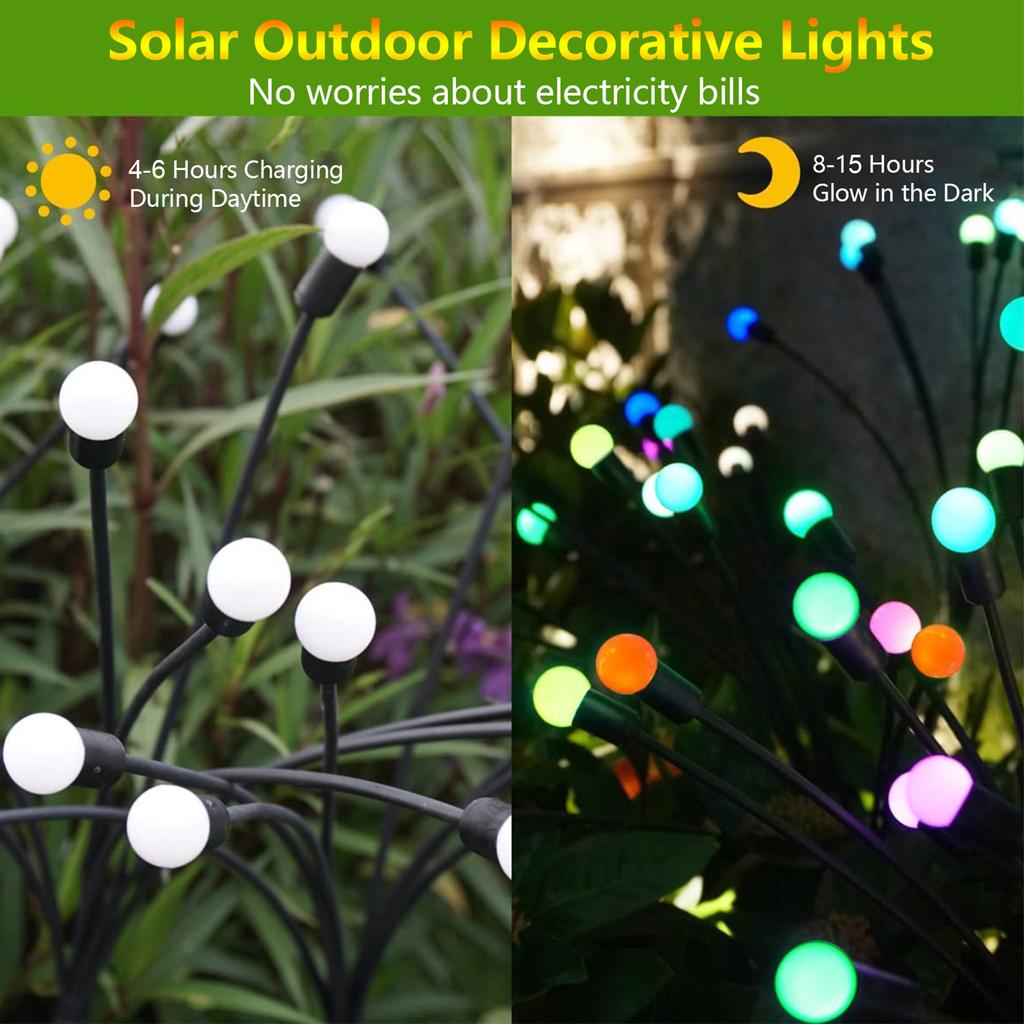 Solar Garden Lights Decorative Firefly Lights Outdoor Pathway Decoration Starburst Swaying Suitable