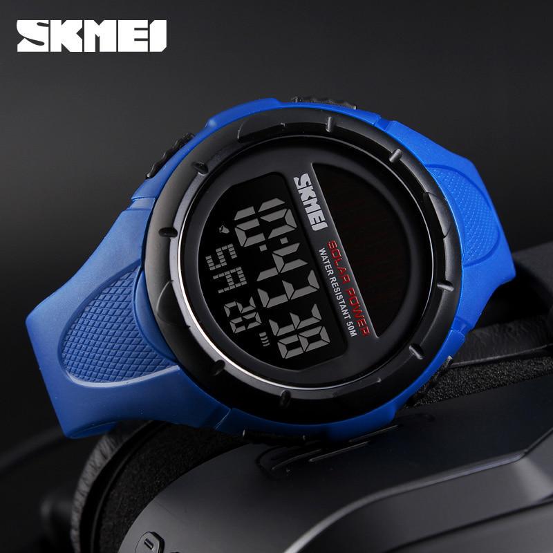 SKMEI Solar Power Mens Sports Watches Luxury Brand Electronic Clock Waterproof LED Digital Watch Men