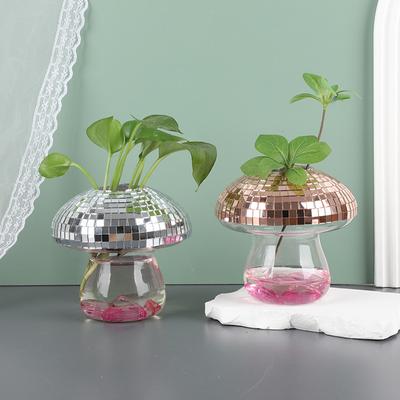 Nordic Mushroom Glass Vase Creative Hydroponic Flower Pot Container Aromatherapy Bottle Plant Hydroponic Vase Table Crafts Decor