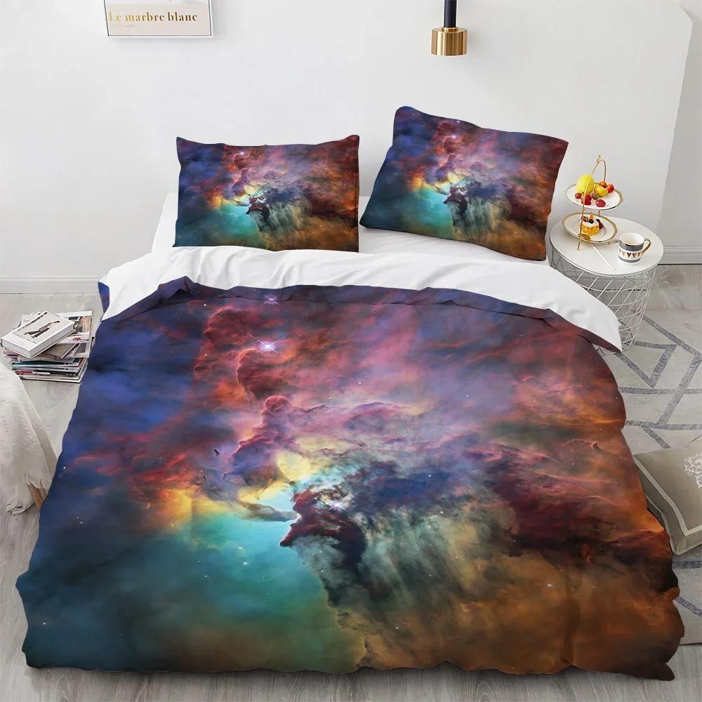Galaxy Planet King Queen Duvet Cover Universe Sky Bedding Set 3D Blue Earth Outer Space Astronomy Polyester Quilt Cover