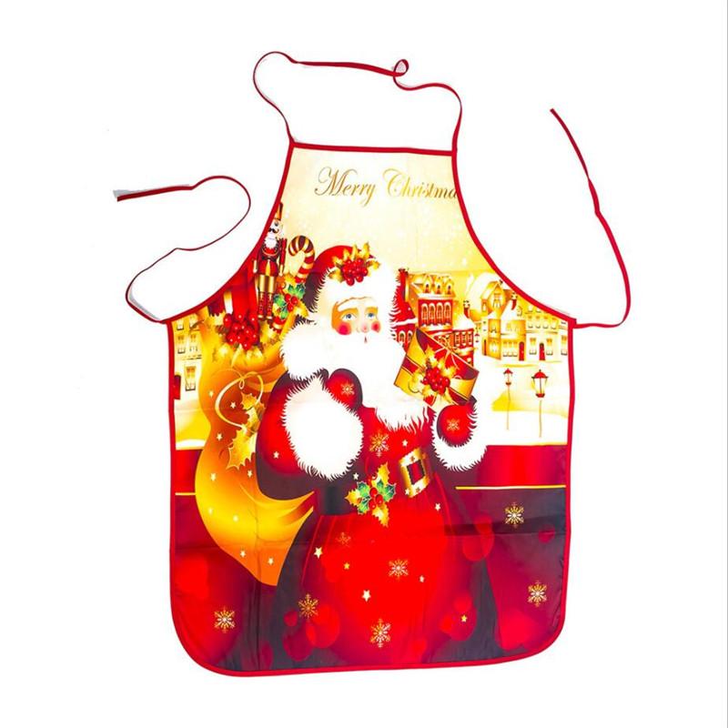 Sleeveless Christmas Apron - Printed Halter Strap Dirt-Proof Fabric for Kitchen Cleaning Holiday Supplies