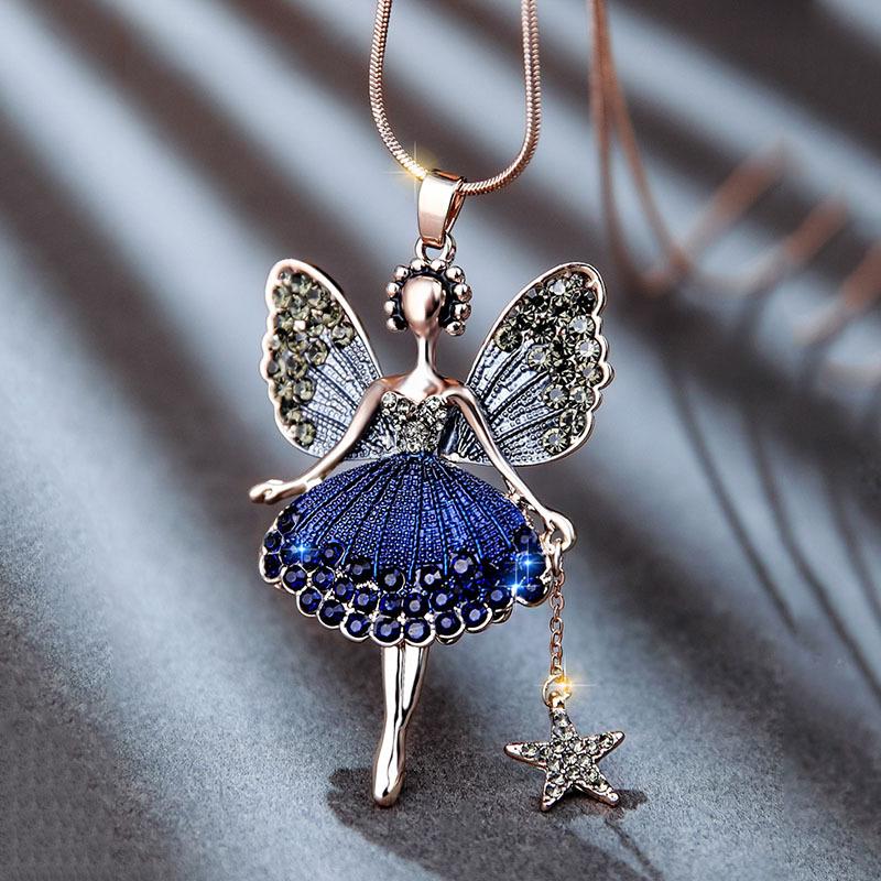 Cartoon Girl Wing Pendant Necklace, Shiny Design, Sweet And Versatile Collarbone Chain