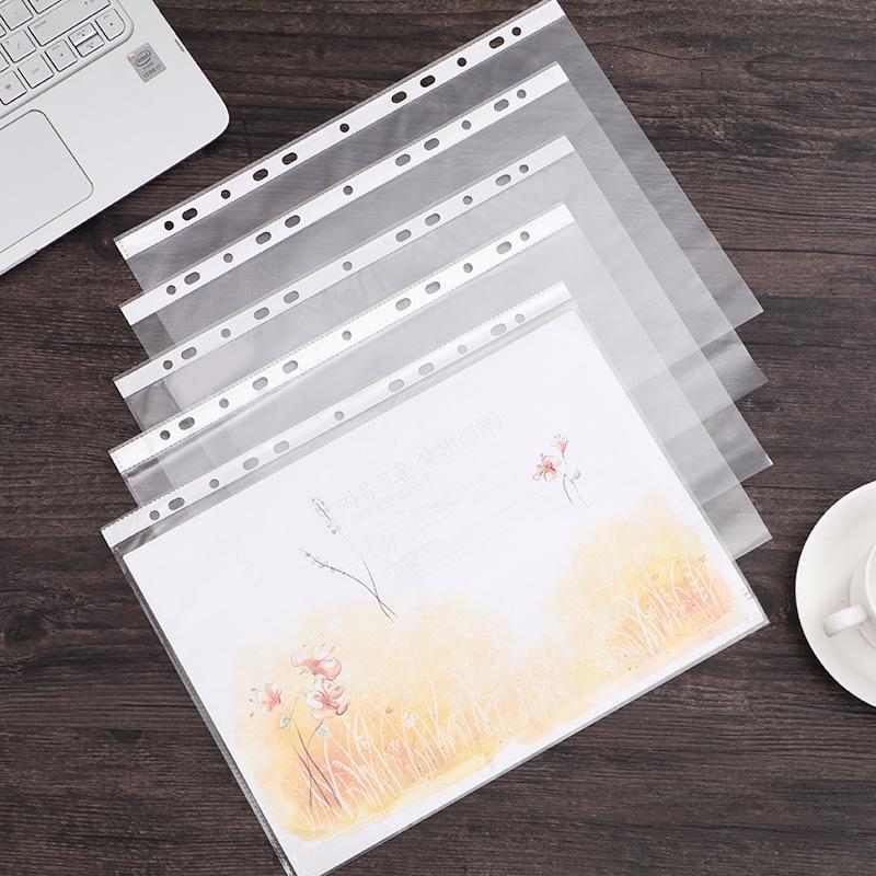 A4 Transparent 11-Hole Loose-Leaf File Folder with Protective Cover and White Strip