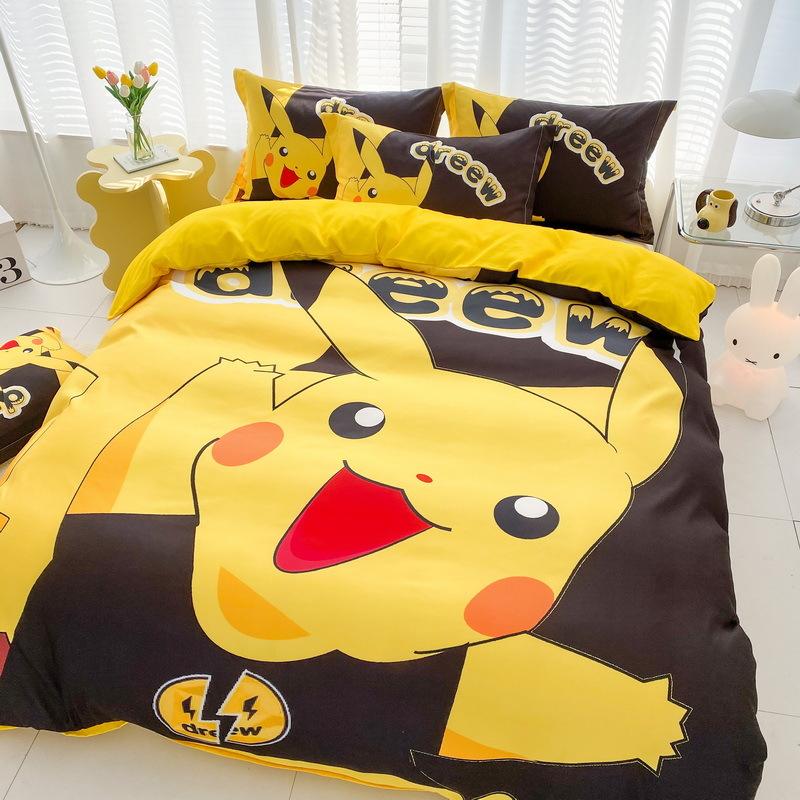 2025 New Cute Pikachu Bedding SetAnime P-Pokemon Quilt Duvet Pillowcase Children Duvet Cover Girls Boys Holiday Gifts