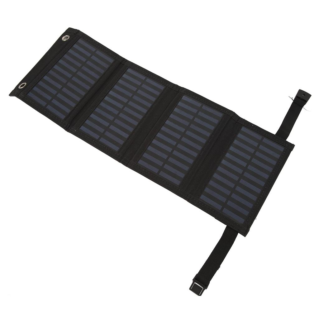 Folding Solar Panel with USB Port 5.5V 20W Monocrystalline High Efficiency IP65 Waterproof for Outdoor Camping Black