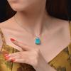 Tancise Jewelry 925 Silver Sea Ocean Blue Pendant Chamfered Square 15 * 15 Lucky Necklace 40 + 3