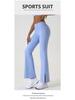 High Waist Nude-Feel Hip-Lifting Yoga Pants for Women - Flared Slit Design for Dance, Fitness, and Outdoor Activities