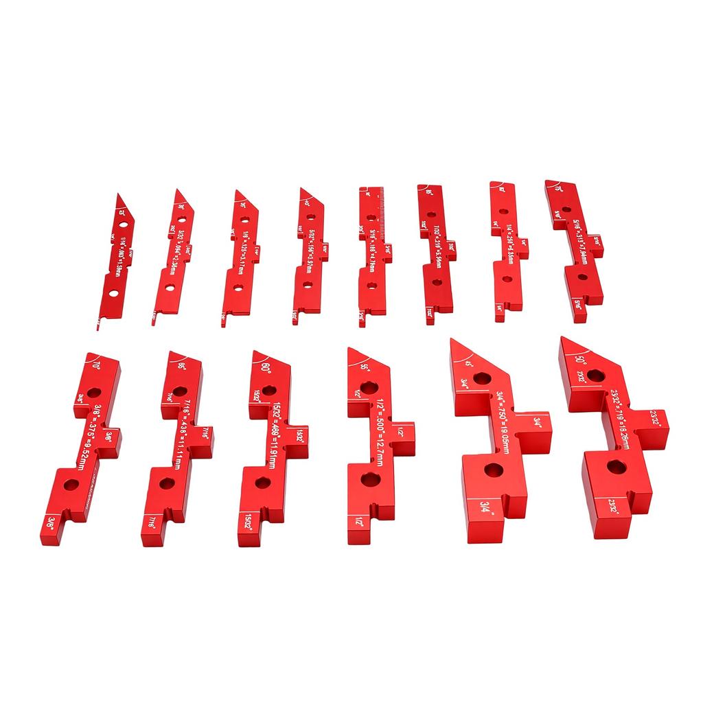 14 Pcs Setup , Aluminum Alloy Router Table Setup Bar with Storage Box, Height Gauge Set for Router Table Saw Band Saw Planer Height Depth Angle Fe