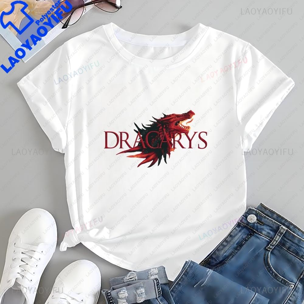 Vintage TV Series Game of Thrones Printed Tshirt Top Neutral Trend Harajuku Short Sleeve Unisex Shirt Pattern Large Tshirt
