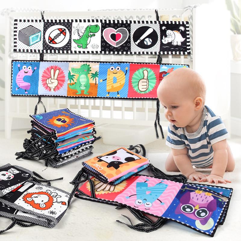 Double-sided Colorful Black And White Cloth Book For Babies With Cognitive Shape Animals