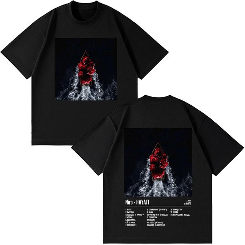 Raper Niro OX7 Album T-shirt Męski Damski Ubrania Moda Hip Hop T-shirty Muzyka Pop Męski Casual Bawełna Vintage T-shirt Streetwear