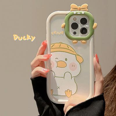 2 v 1 Kreslený chránič fotoaparátu Ducky Nárazuvzdorný kryt na telefon Pro iPhone 11 12 Pro Max 13 14 Promax 14max 14pro Ins Roztomilý zadní kryt