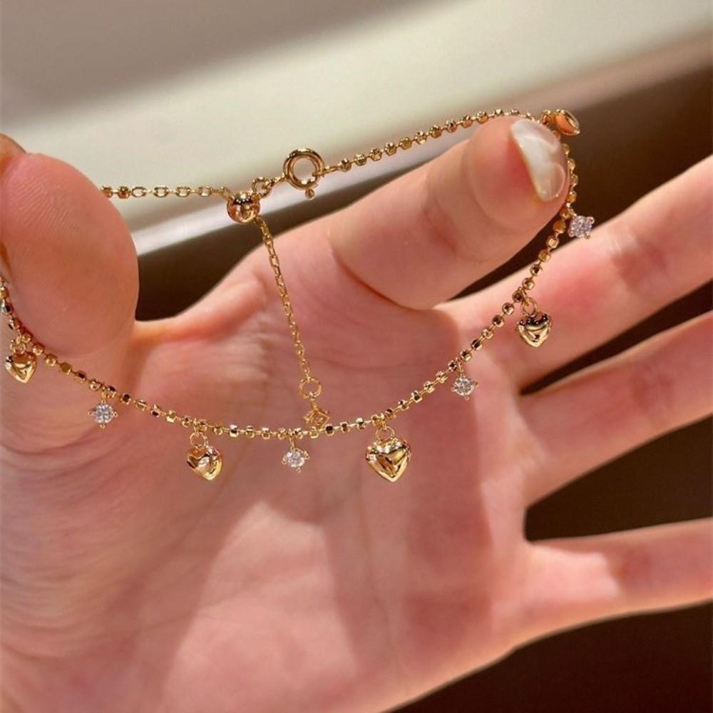 Bead Gold Bracelet Zinc Zinc Alloy Charm Hand Chain Fashion Heart Bracelet Anniversary Gift