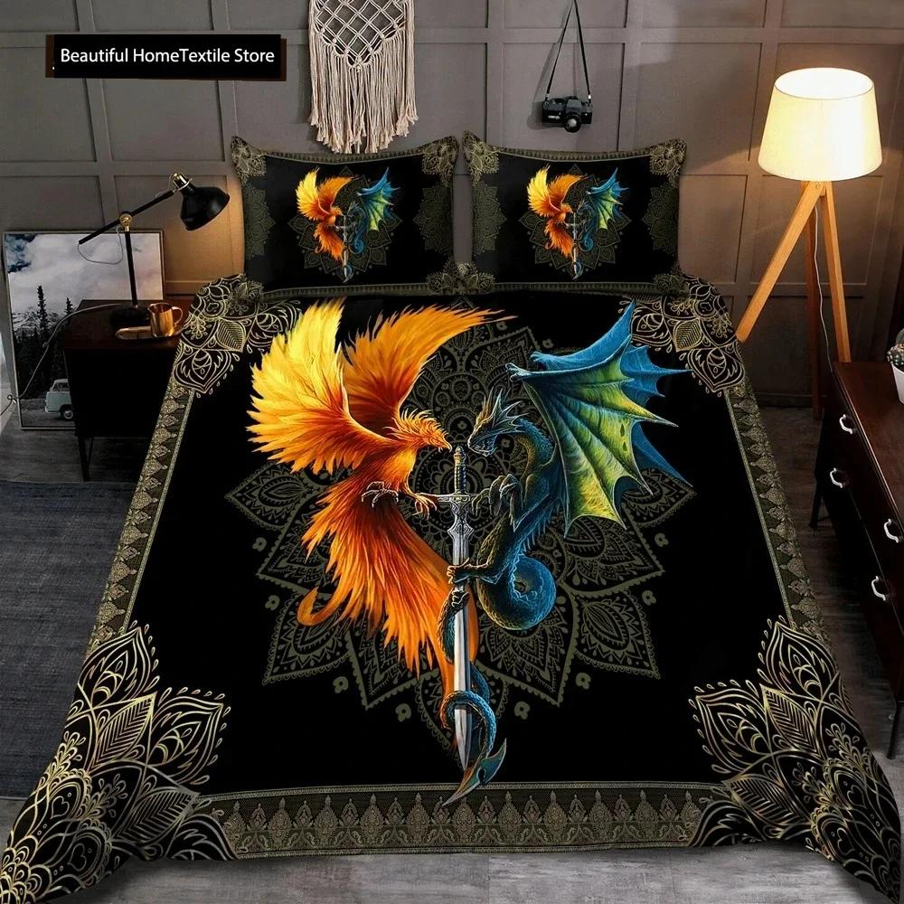Dragon And Phoenix Comfortable Duvet Quilt Cover Pillowcase Bedding Set Children Bedroom Decoration Home Textile