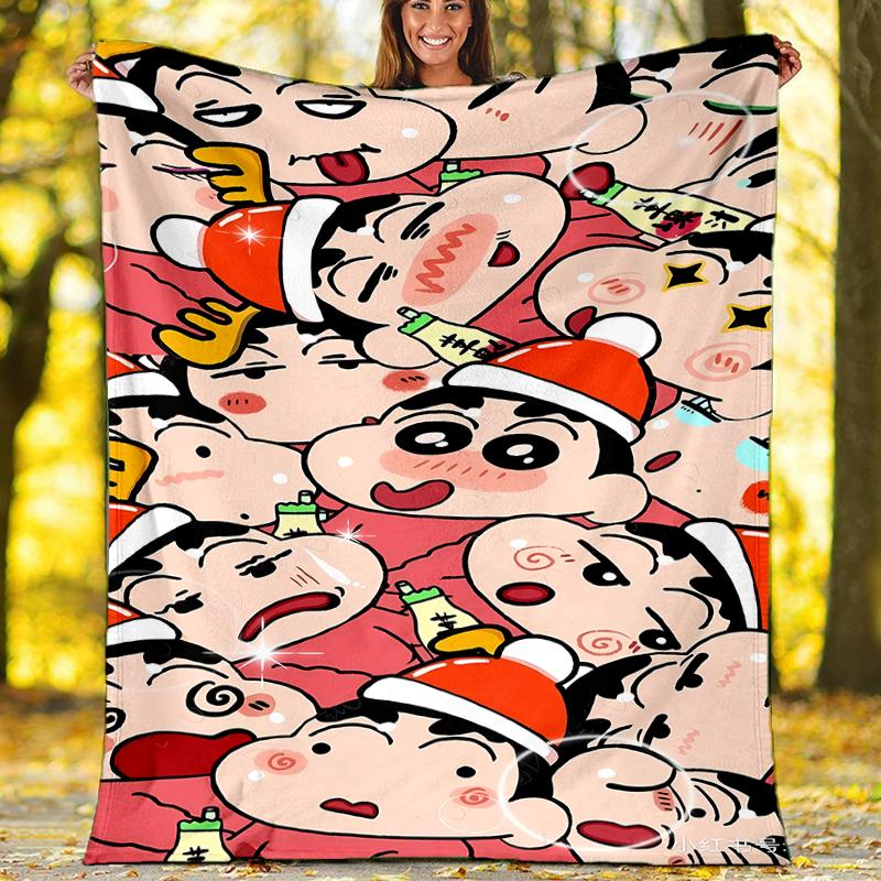 Crayon Shin-chan printed throw blanket—soft,warm;versatile blanket for all seasons—perfect as &air-conditioning throw,nap blanket