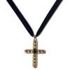 Vintage Black Gemstones Cross Pendant Necklace Simple Collar Necklace Party Jewelry Velvets Clavicle Chain Necklace