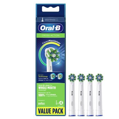 ORIGINAL Cross Action Electric Toothbrush Soft Replacement Brush Heads For Vitalty, Pro, Smart Series, 4 Refills