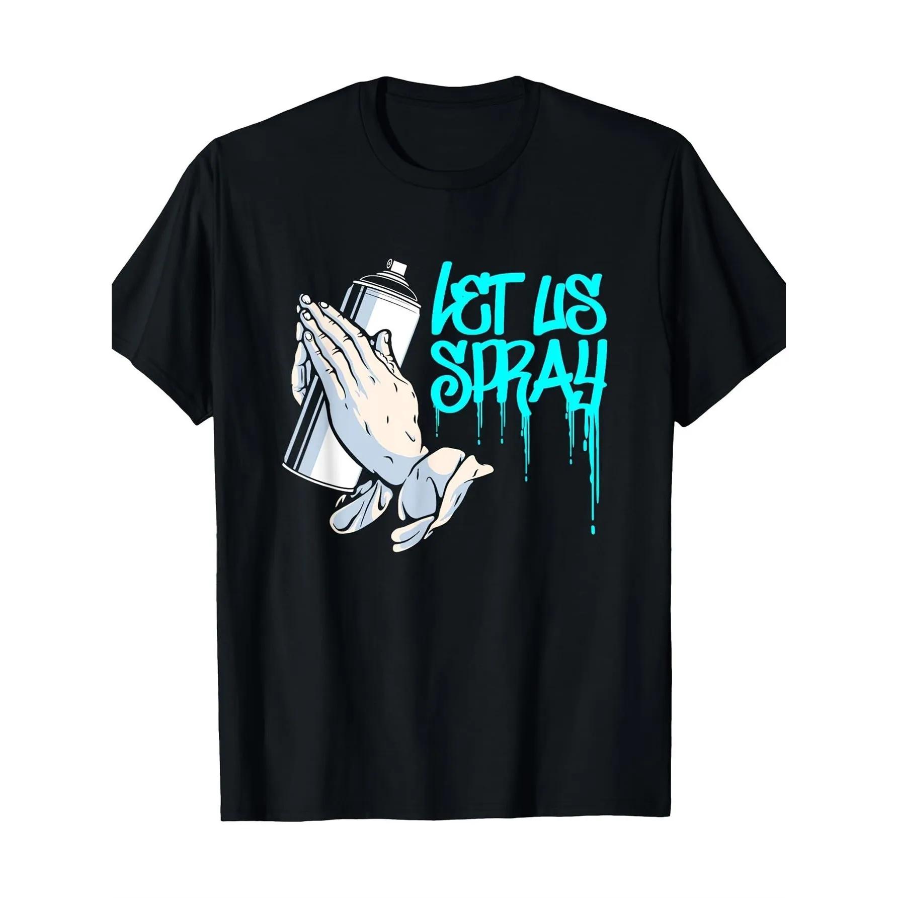

Let Us Spray Graffiti Art T-Shirt Men s Graphic Tee Urban Streetwear Style Short Sleeve Casual Top S чёрный