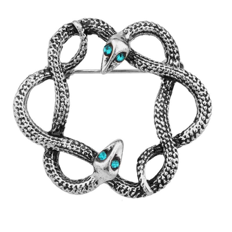 Classic Retro Snake Brooch: Unisex Double Snake Emblem for Jackets