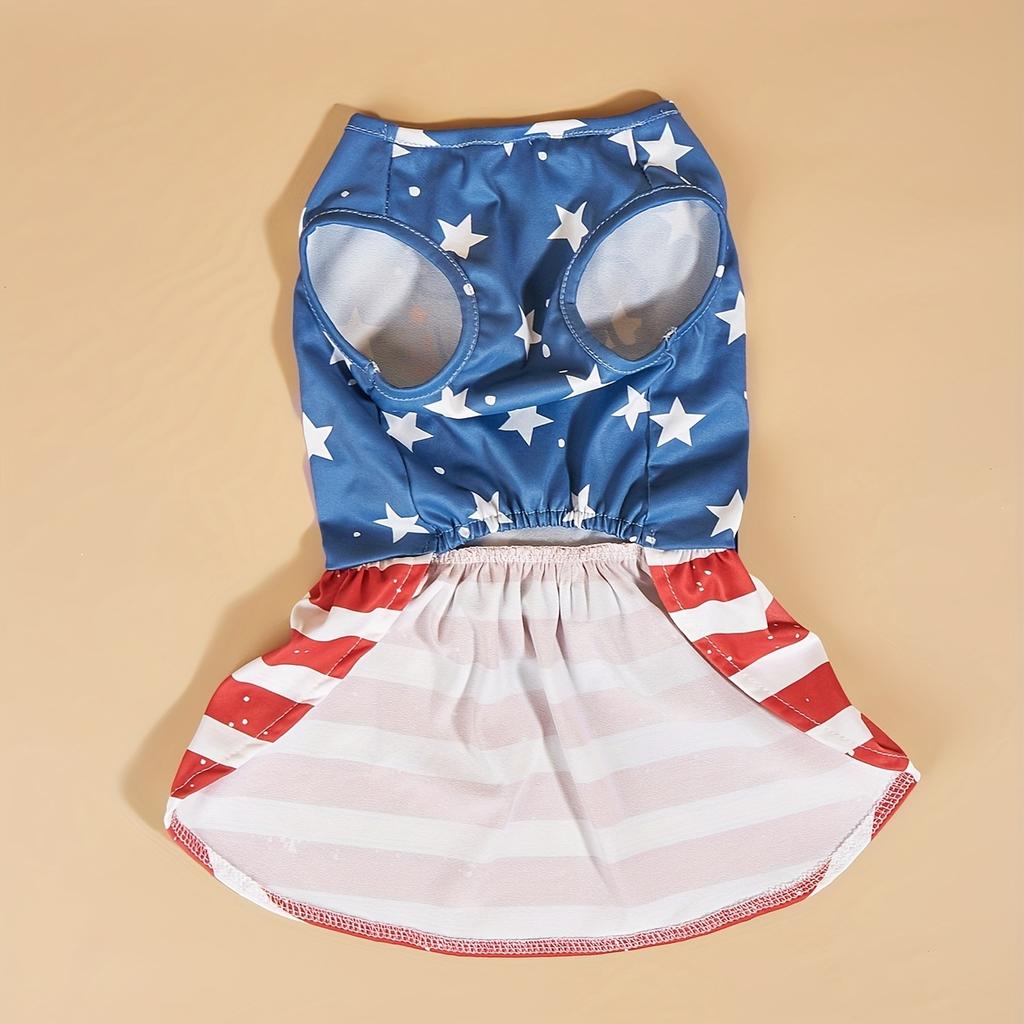 Pet Clothes for Dog Cat Puppy Dress American Flag Dog Outfits with Bowknut Independence Day for Small Medium Dog