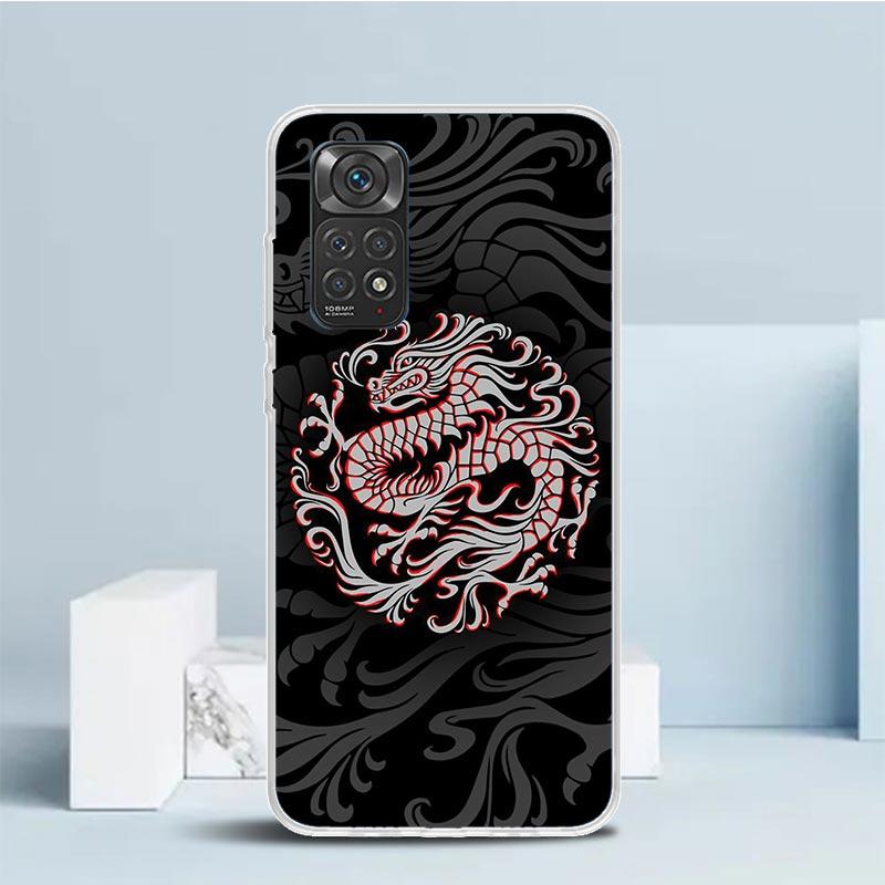 Japanese Dark Dragon Tattoo Phone Case For Xiaomi Redmi Note 15 14 14S 13 12S 12 Pro Plus 11S 11 11T 11E 10S 10 + Soft TPU Back