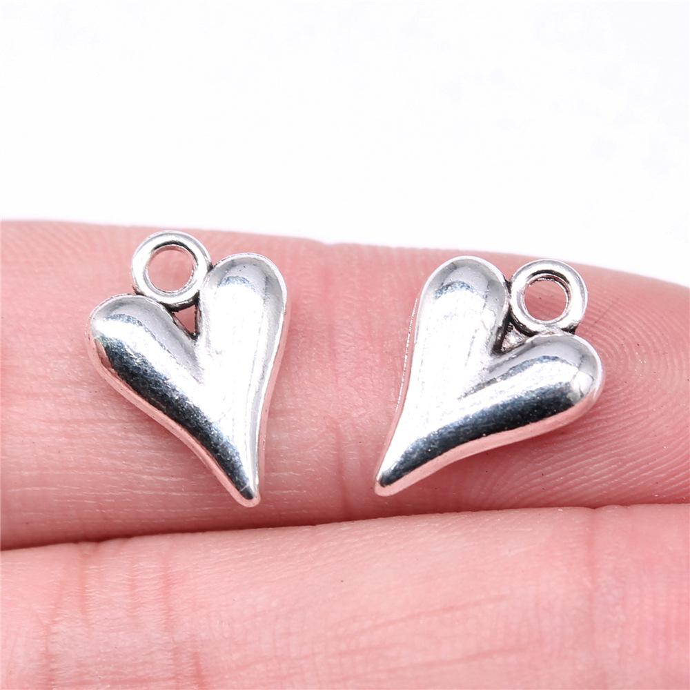 10pcs Heart Charms For Jewelry Making Antique Bronze Silver Color Pendants DIY Crafts Making Findings Handmade Tibetan Jewelry