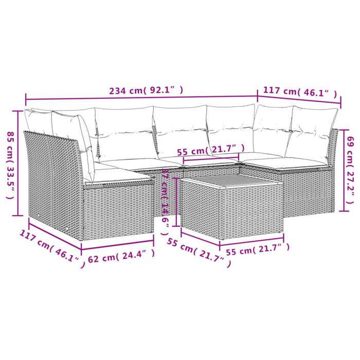 VidaXL Garden Lounge Set with Cushions 7 Pcs, Patio Sofas, Patio Furniture Set, Outdoor Furniture, Mix 3255891