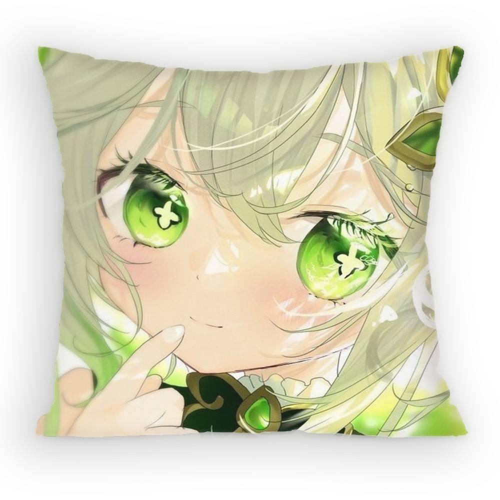 Lesser Lord Kusanali Nahida Pillow Case Antidustmite Pillowcase Invisible zipper silky short plush Sofa cushion cover