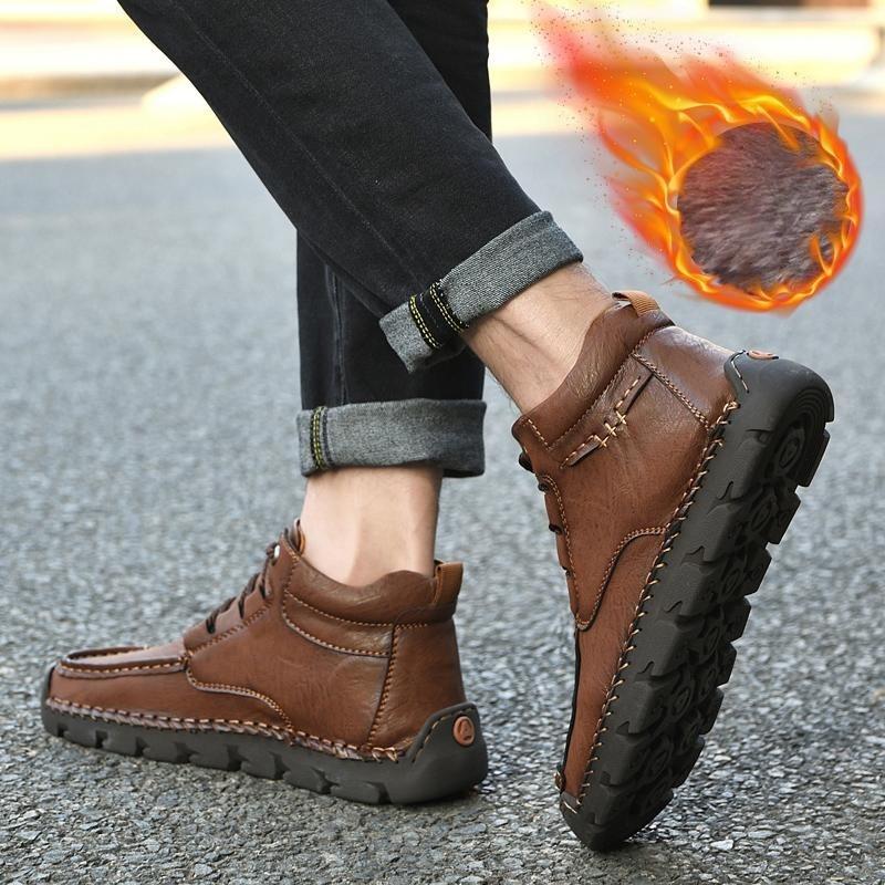 Handgemachte Stiefel aus Spaltleder für Herren, bequeme Stiefeletten für Herren, Freizeitschuhe, große Werkzeugschuhe