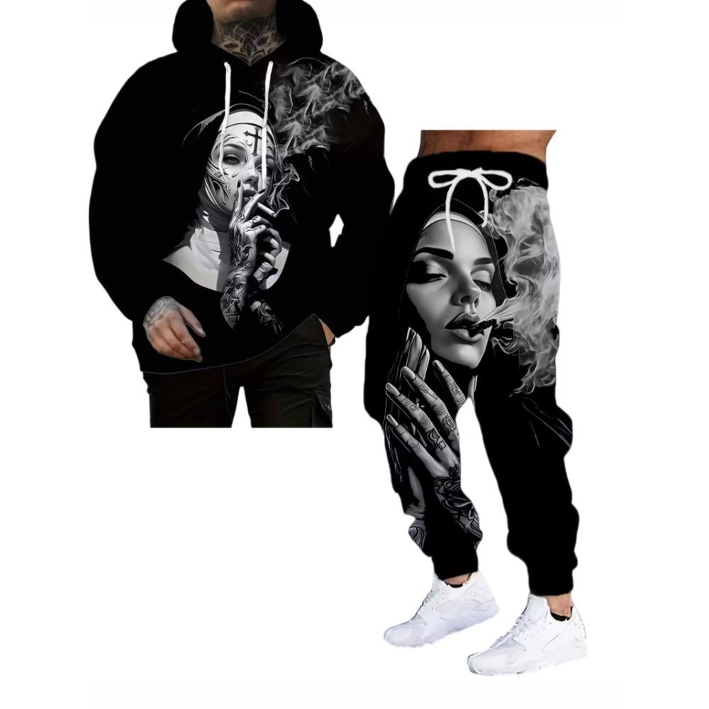 Japanese Anime 3d Print Hoodie 2pcs Set Men Women Sexy Samurai Tracksuit Casual Long Sleeve Clothes Hoodie Jogging Set