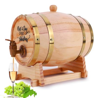 3L Wooden Whiskey Barrel with Stand and Spigot Whiskey Barrel Dispenser Bourbon Barrel Cocktails Wine Rum Tequila Beer Bucket