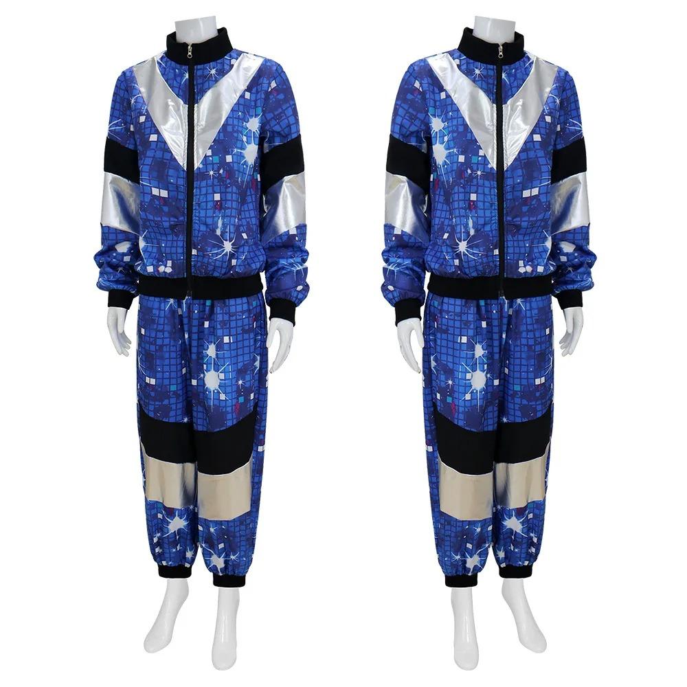 Women's Men's Costume 80s 90s Suit Party Accessories Disco Jacket Trousers Outfit Women's Men's Costume Tracksuit for Carnival