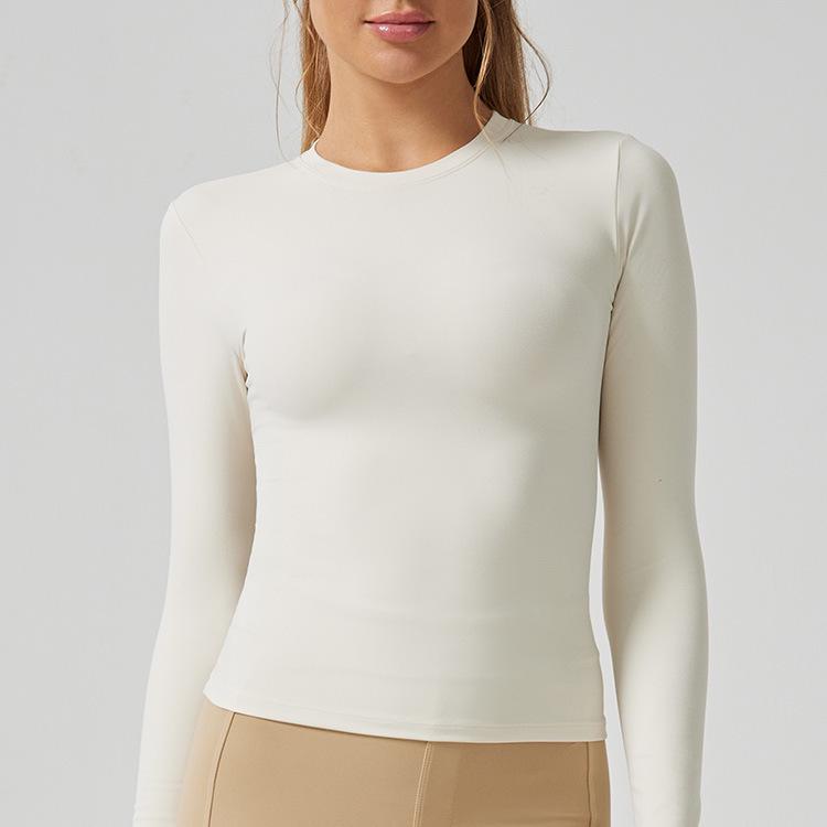 

Приталенная футболка с длинным рукавом для бега - Повседневная футболка с круглым вырезом для фитнеса и йоги на осень Large