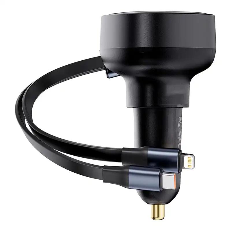 Baseus Enjoyment Car Charger USB with USB-C and Lightning Cable 60 W (Black)