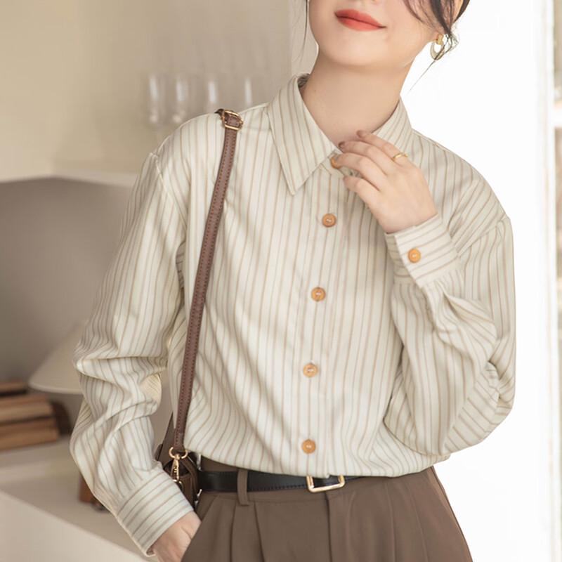 Women's Striped Loose-Fit Long Sleeve Shirt